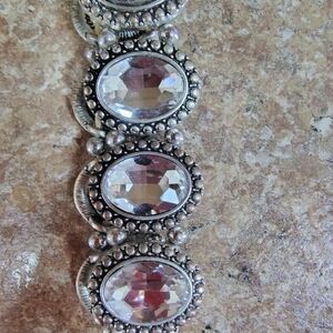Silver and Crystal Oval Bracelet